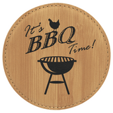 4" Engraved Round Leatherette Coaster